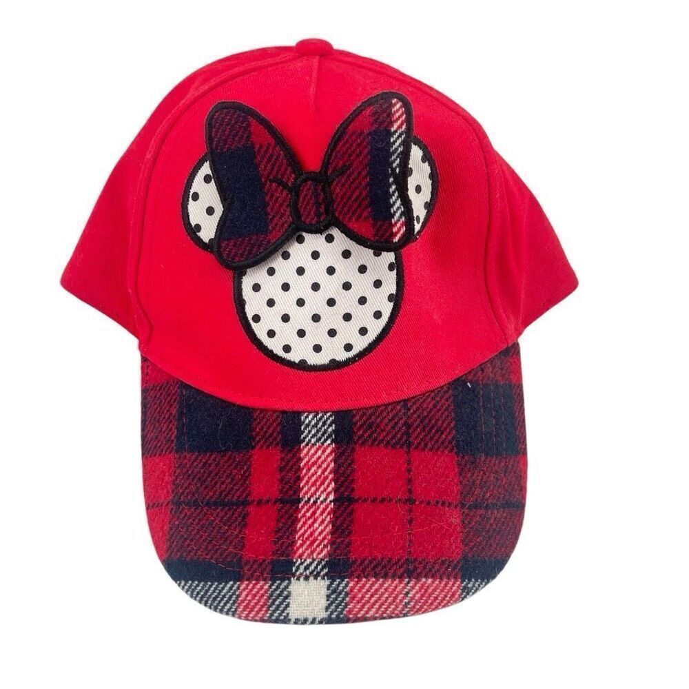 Disney Junior Minnie Mouse Red Plaid Polka Dot Toddler Baseball Cap, One Size